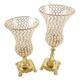 Gold Luxury Crystal Bead Hurricane Candle Holder Vase Centerpiece
