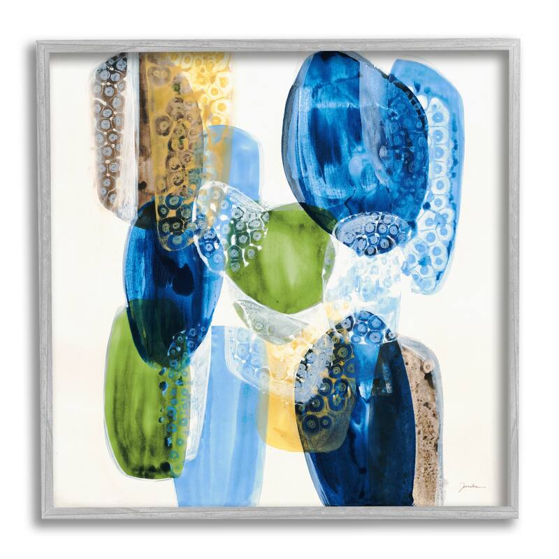 Stupell Vivid Blue Circle Shapes Abstract Pebbled Design Framed Wall Art, Design by Liz Jardine