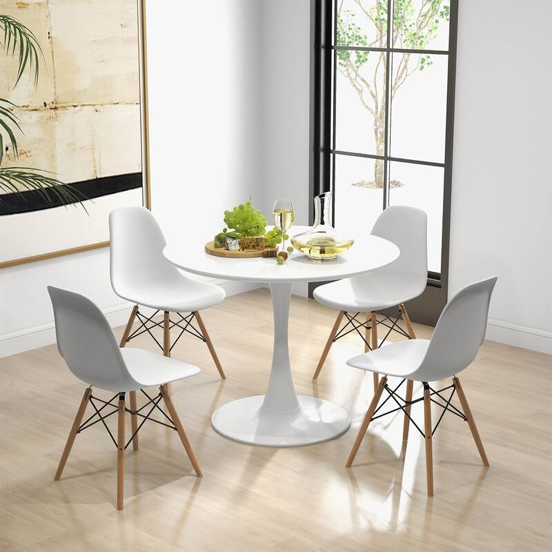 Gymax 5 PCS Dining Set Modern Round Dining Table 4 Chairs for Small