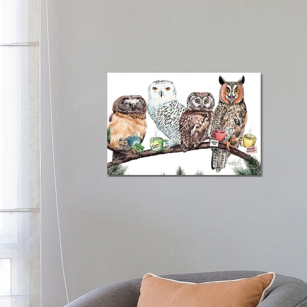 iCanvas "Tea Owls" by Holly Simental Canvas Print