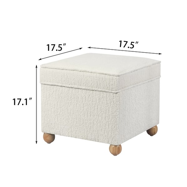 dimension image slide 12 of 14, Adeco Square Storage Ottoman 17 inch Footstool
