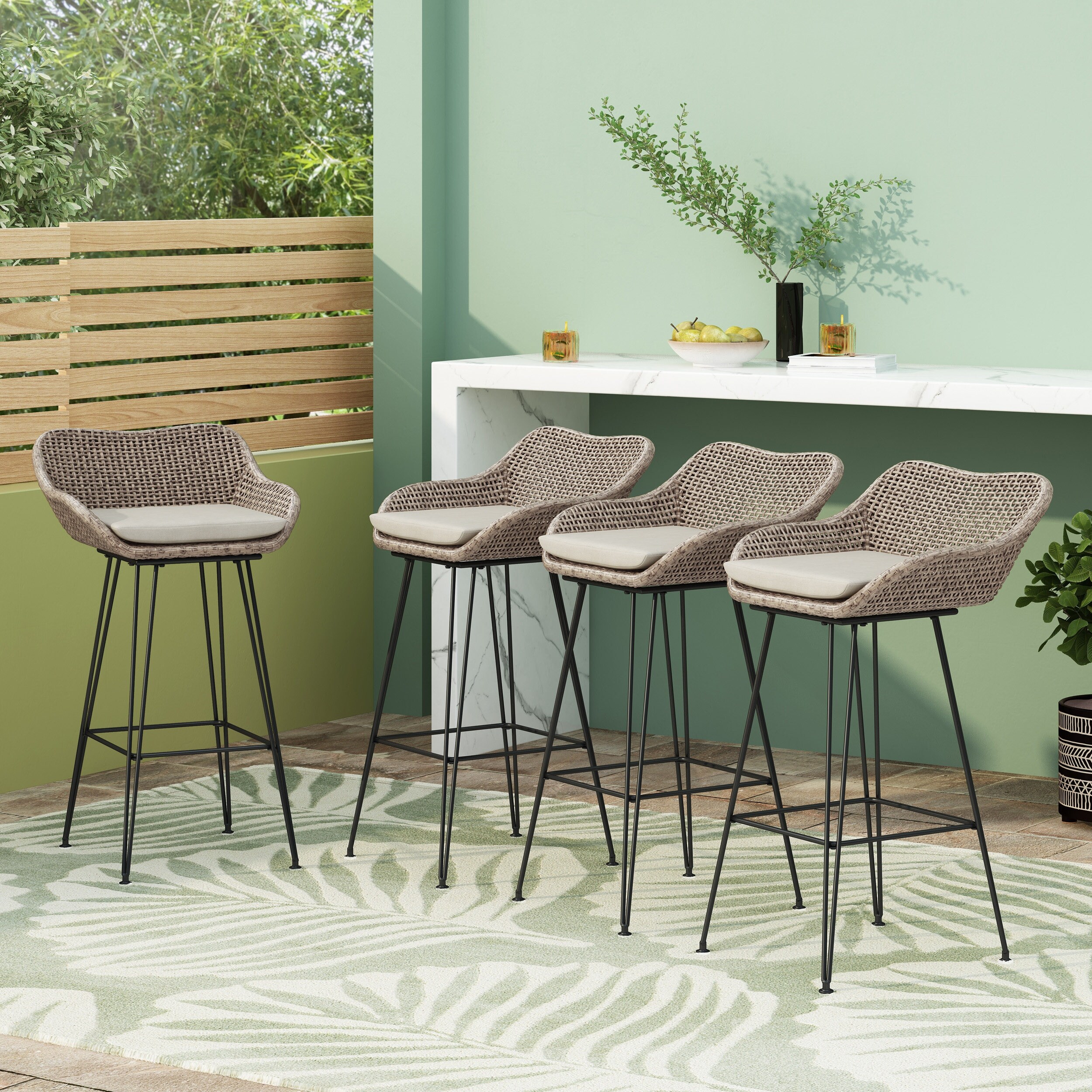Outdoor bar stools sales set of 4