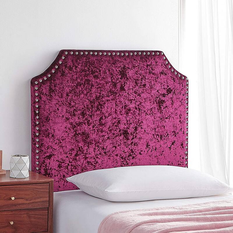 Bevel Tacked Plush College Headboard with Legs - Velvet Crush