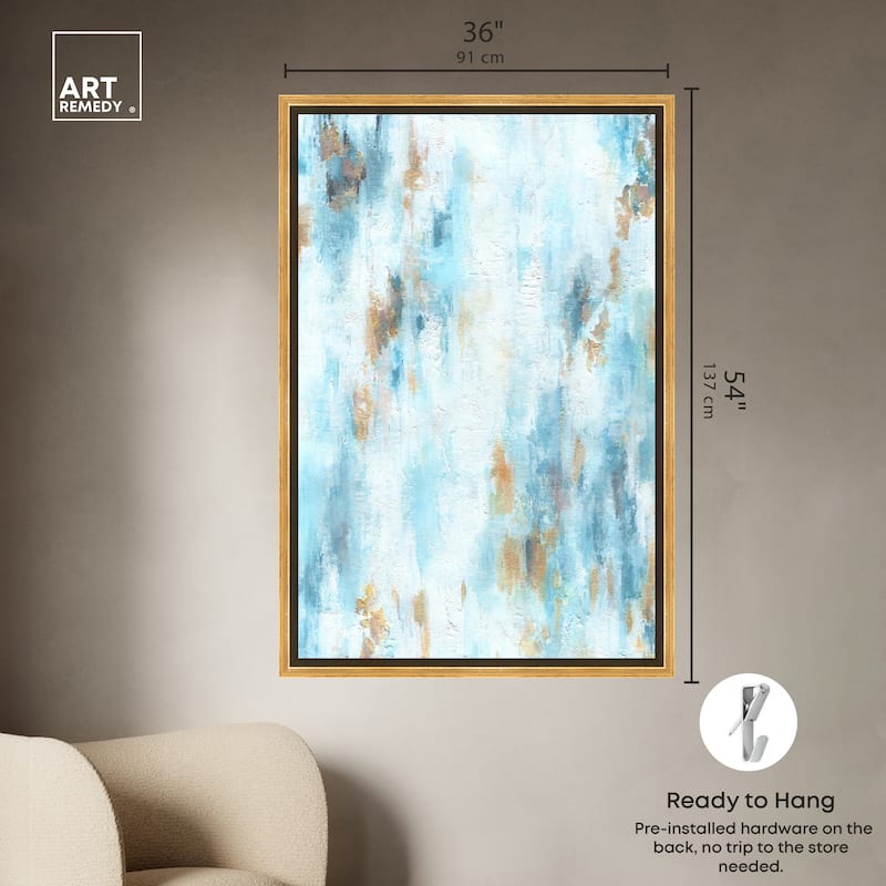 Art Remedy Textured Shades Framed Blue Abstract 1 Piece Canvas Wall Art