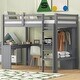 preview thumbnail 12 of 20, Twin Size Solid Wiood Loft Bed with L-shaped Desk, Wardrobe and Storage Shelves Twin - Grey