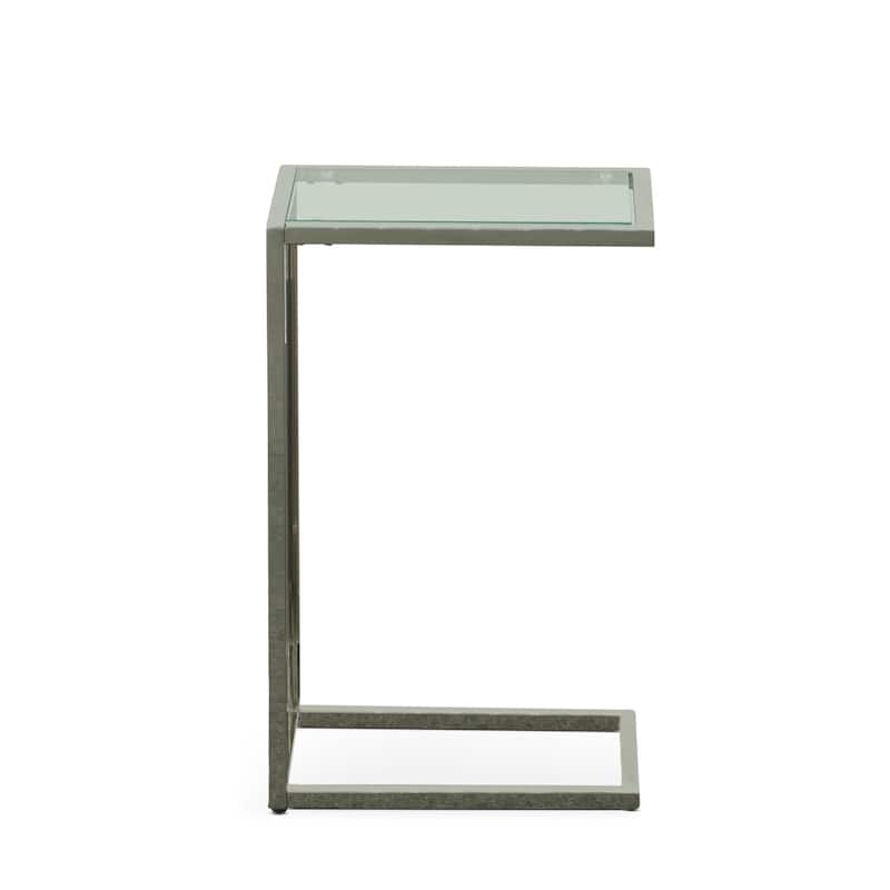 Carolina Living Aggie C-Form Accent Table - Harvest Oak Top - Aged Iron Base