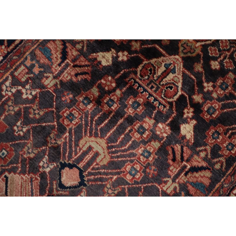 Hand Knotted Oriental 100% Wool Carpet Traditional Floral Navy Blue & Blues Lilian Runner Rug - 15' 10'' X 3' 5''