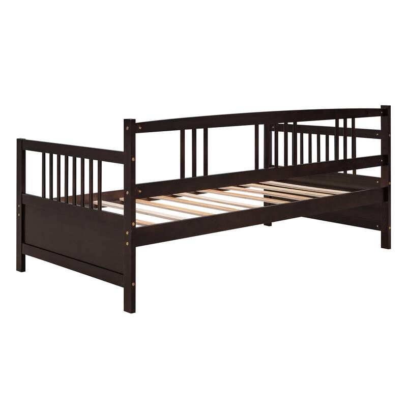 Espresso Solid Wood Daybed with Storage Space