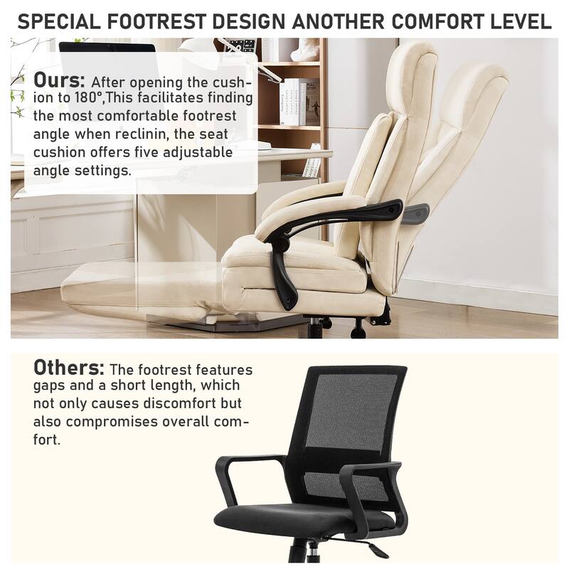 500Lbs Ergonomic Office Chair with Foot Rest, Faux Leather Executive Chair Reclining Chair, Swivel Heavy Duty Task Desk Chairs