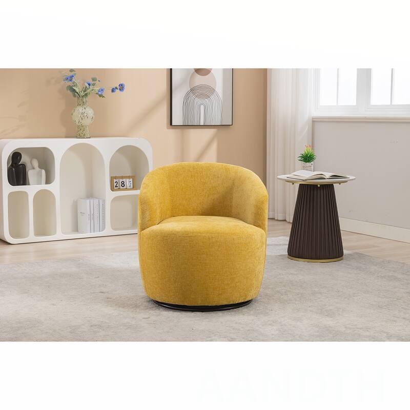 Chenille Swivel Barrel Chair