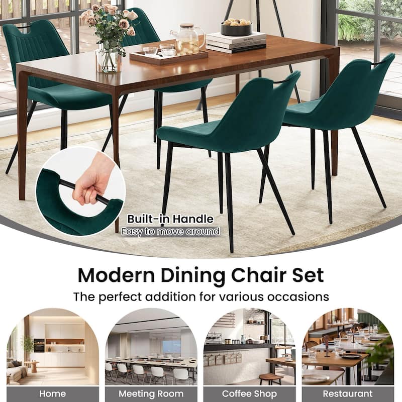 Costway Dining Chair Set of 4 Faux Leather Upholstered Kitchen Chairs - See Details