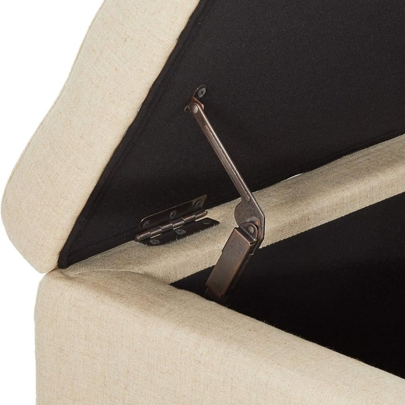 Tufted Fabric Storage Ottoman Bench Beige