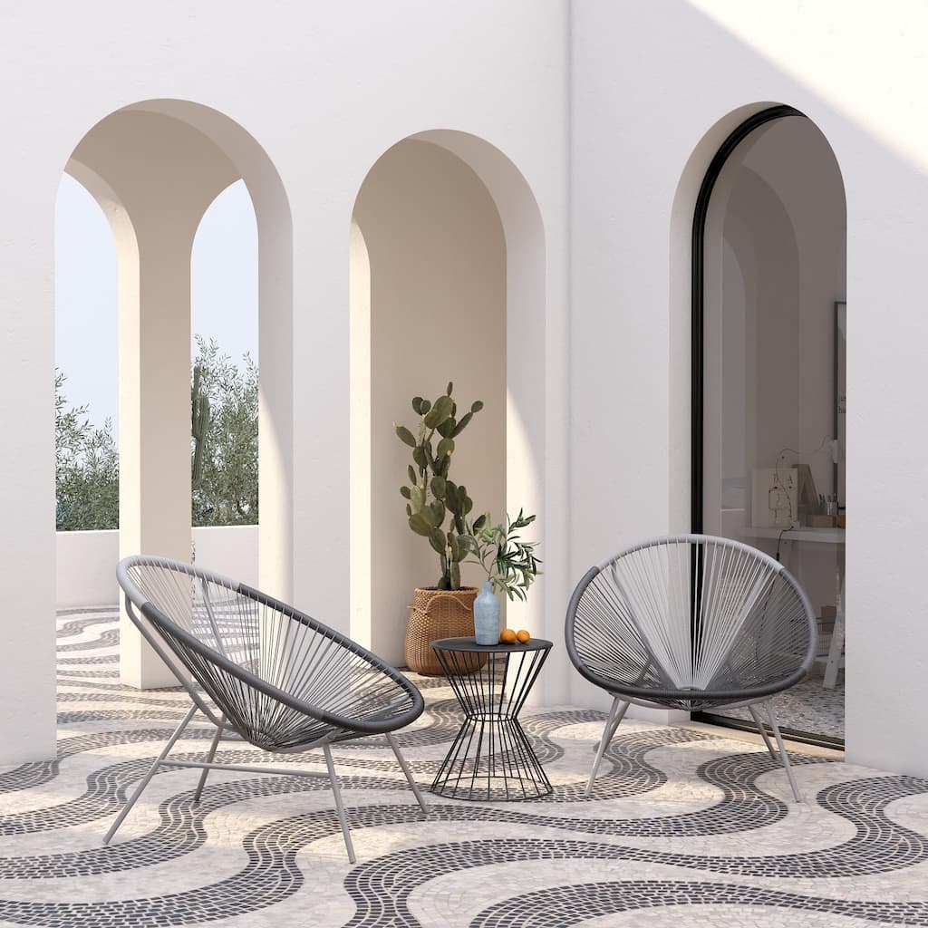 GDFStudio - Outdoor Steel Lounge Chair Set with Ergonomic Design(Set of 2)