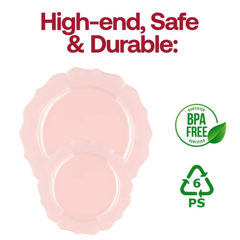 Elegant Pearl Round Lotus Disposable Plastic Plates - Party Supplies