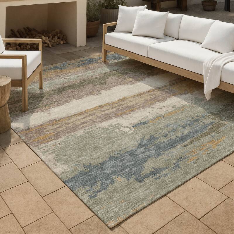 Machine Washable Indoor/ Outdoor Modern Buena Chantille Rug - Taupe - 8' x 10'