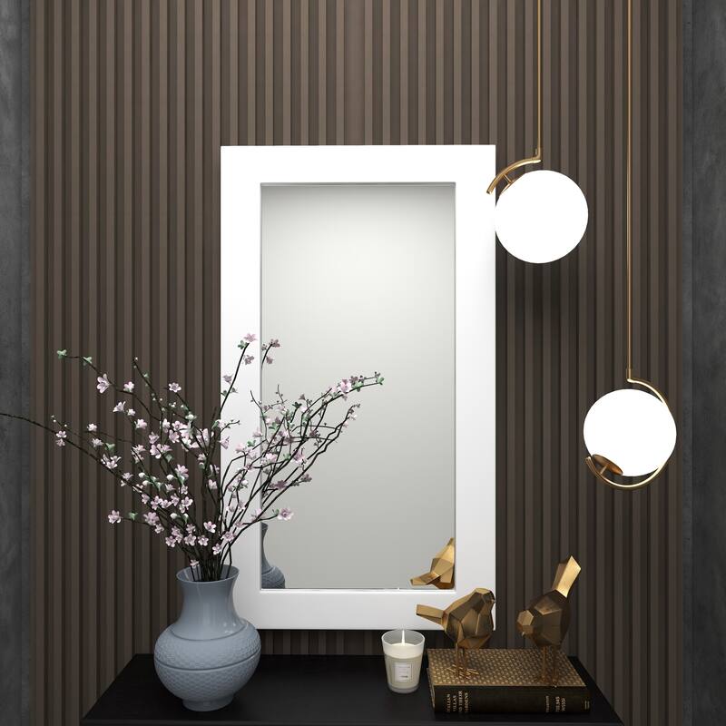 White Wooden Room Wall Mirror