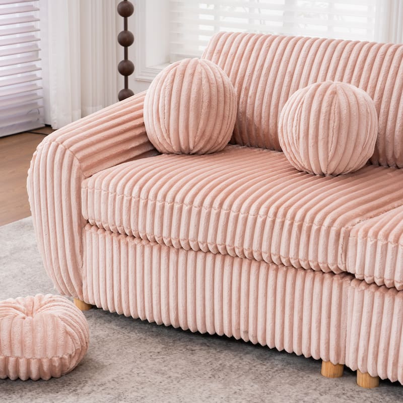 Upholstered Loveseat Sofa Chair with Golden Metal Legs