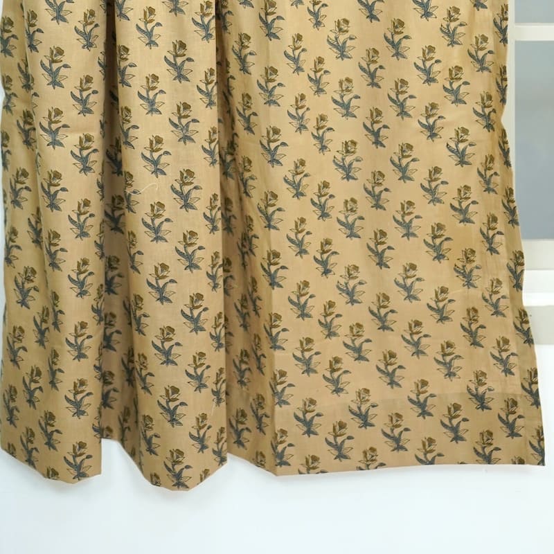 Fabdivine Handmade Block Print Floral Curtain Perfect for Room or Window Décor