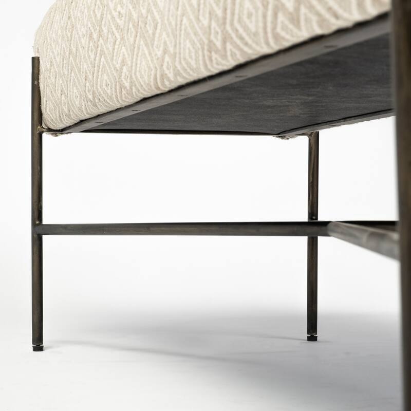 Avery I Olive & Beige Upholstered Patterned Seat Accent Bench - 55"W x 17"D x 18"H