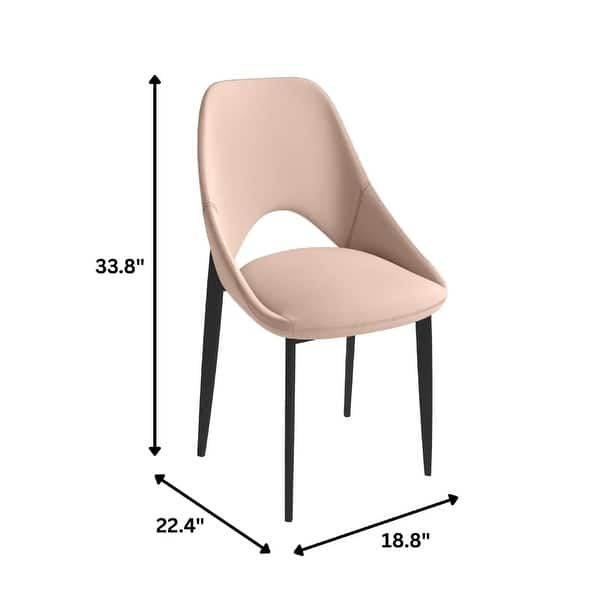 dimension image slide 6 of 8, Amalfi Mid-Century Modern Upholstered Dining Chair - Open Back Side Chair with Metal Legs for Kitchen, Dining Room & Living Room