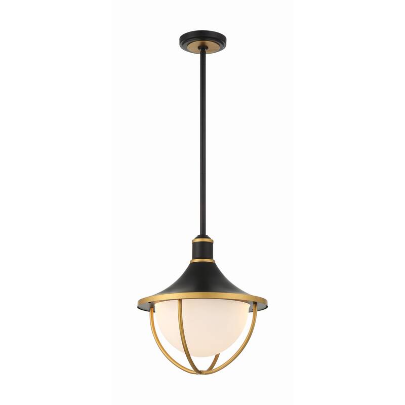 Atlas 3 Light Matte Black and Textured Gold Outdoor Pendant - 16.5"W x 17"H x 16.5"D