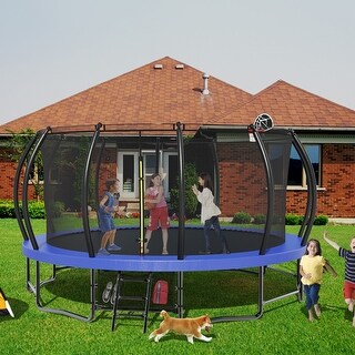 15 ft. Round Outdoor Trampoline with Enclosure Net 