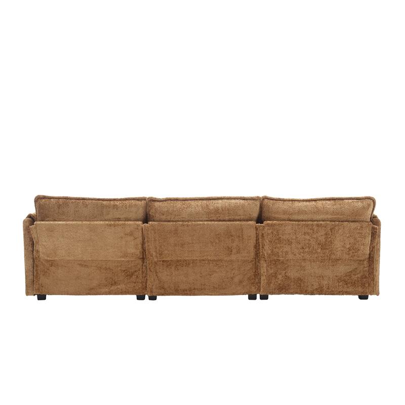 HOMEFUN 112" Oversized Chenille Upholstered L-Shaped Modular Sectional Sofa for Living Room