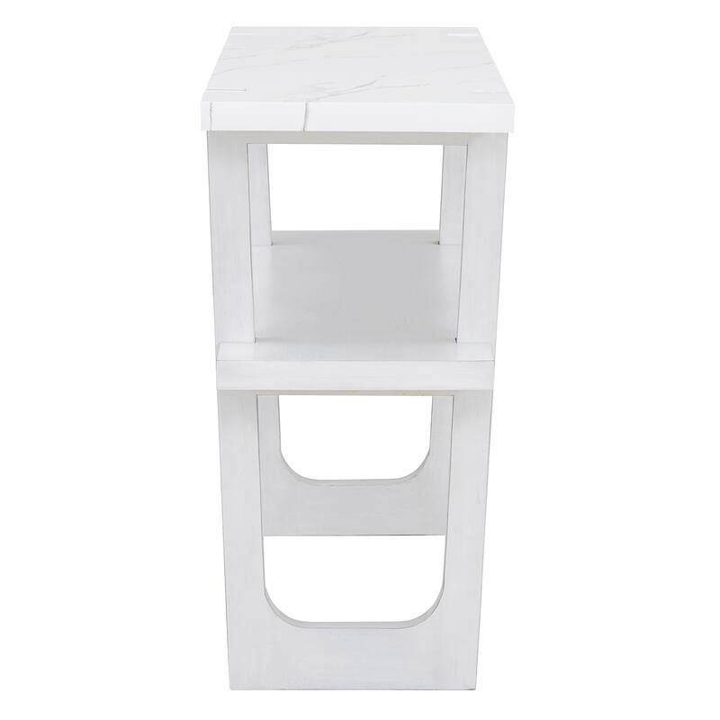Elegant Console Table with Marble-Effect Top and Versatile Storage Solutions for Entryway and Living Room