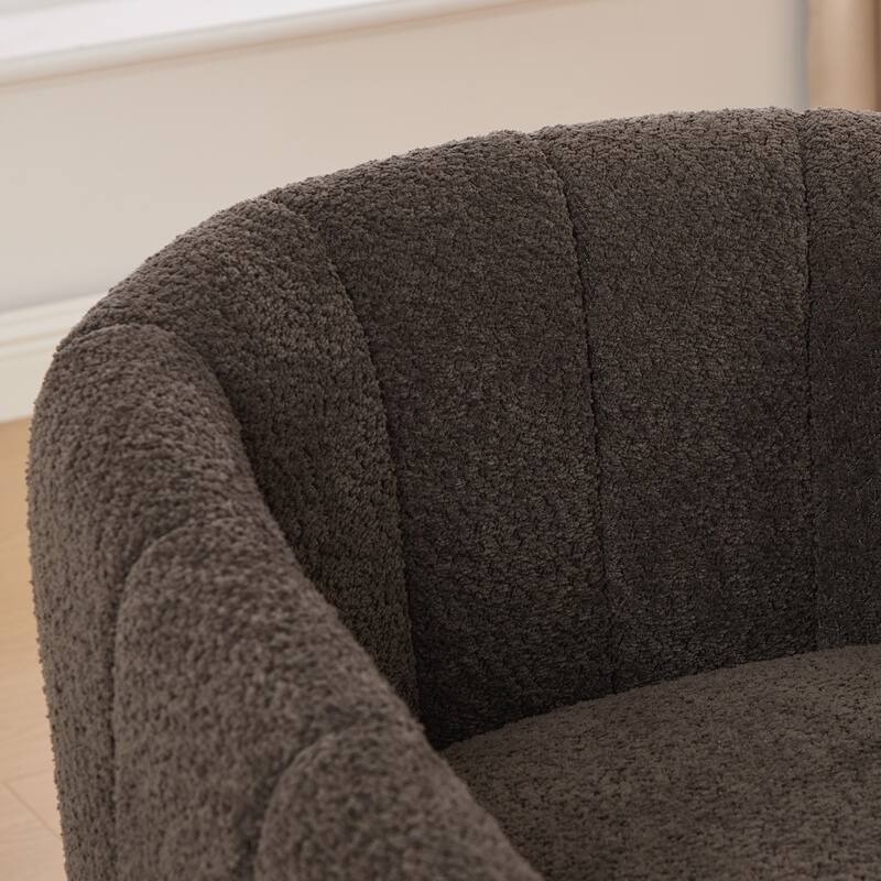 Modern Cushioned Metal Base 360° Swivel Chair, Upholstered Barrel Chair, Club Armchair for Living Room, Family Room, Bedroom
