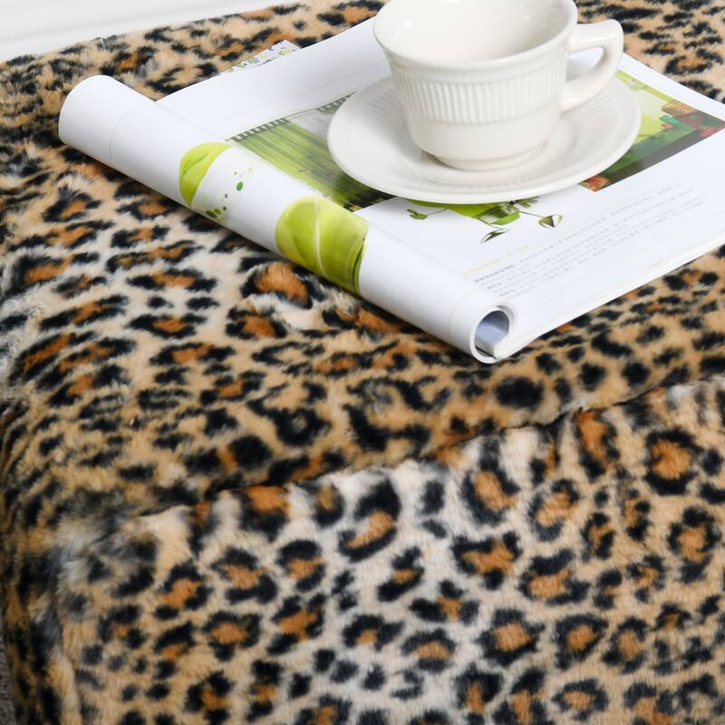 Home Soft Things Animal Pattern Ottoman Bench with Black Metal Legs