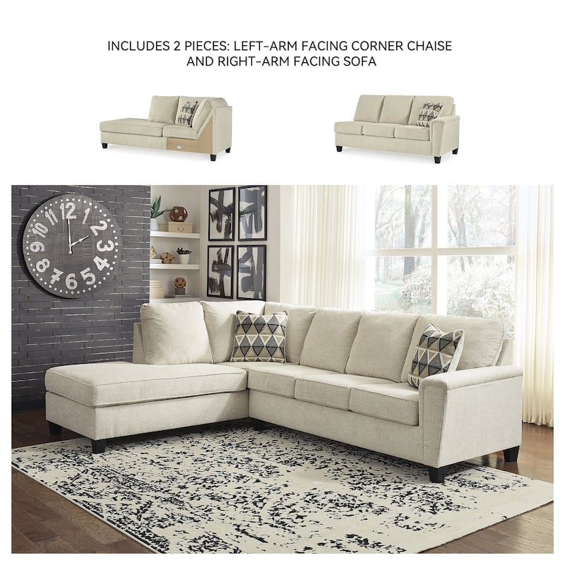 Signature Design by Ashley Abinger 2-Piece Sleeper Sectional with Chaise - 116"W x 91"D x 39"H