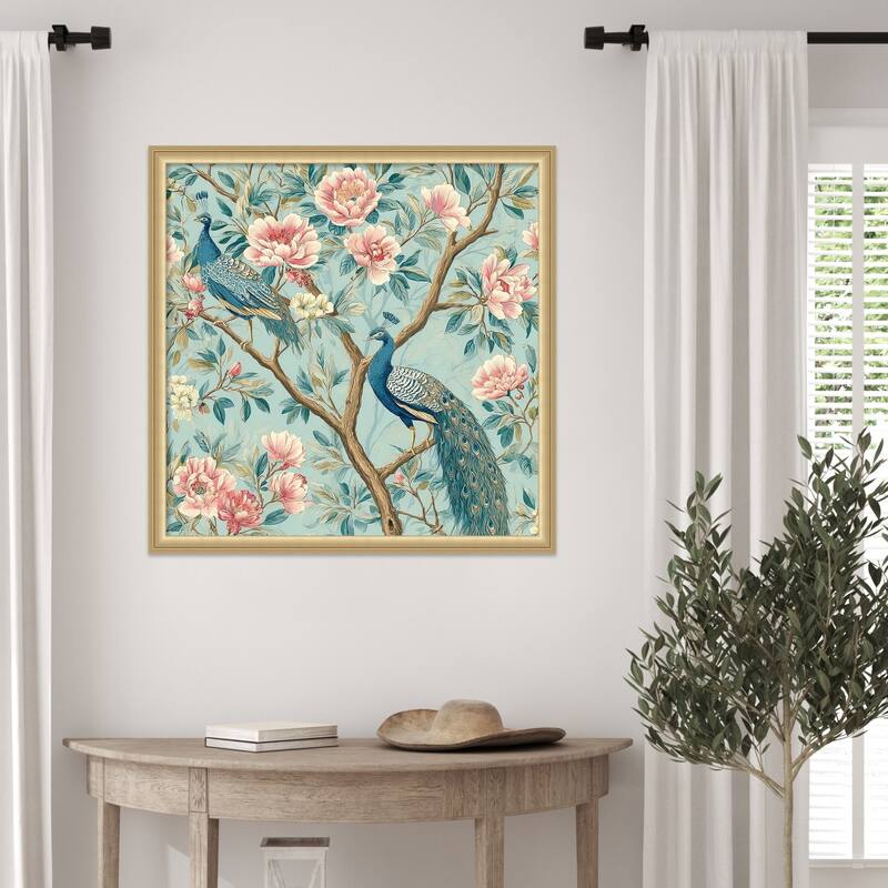 Peacock Mughal Mural by Tradelink inhouse artist Wood Framed Wall Art Print