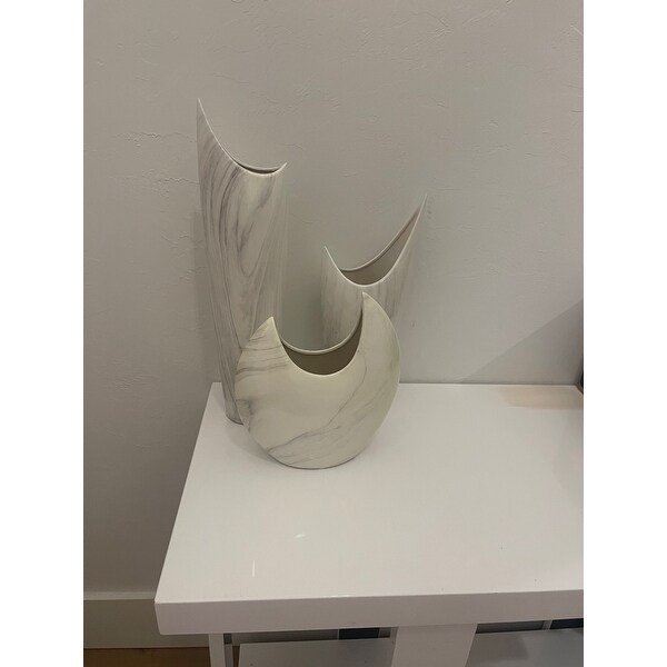 Dobri White Ceramic Modern Decorative Vase (Set of 3) - Overstock Dobri White Ceramic Modern Decorative Vase (Set of 3) - Overstock