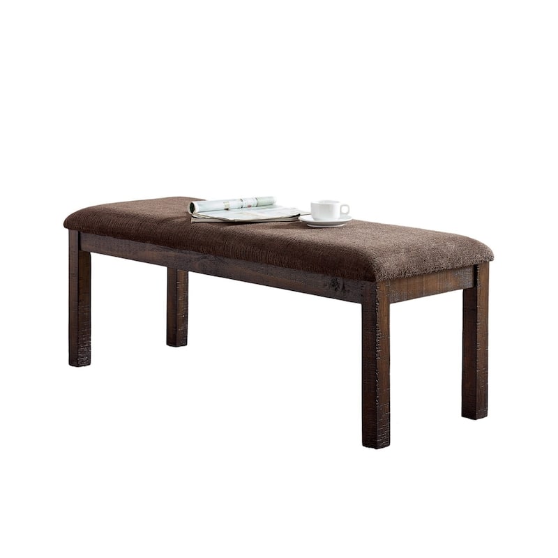 Classic Elegant Design Wooden 1pc Bench Only Dining Room Upholstered Seat Walnut Finish Bench - Ash Brown,Walnut