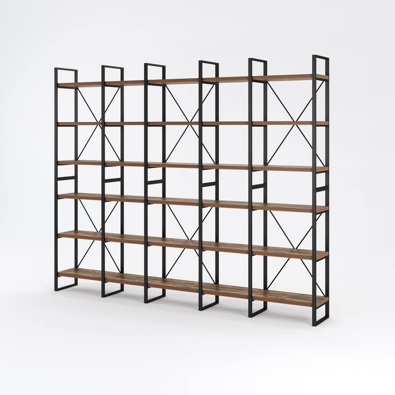 Davee 106.3 inches Width Antique Walnut Color Bookcases - 86" H x 106" W x 12.5" D