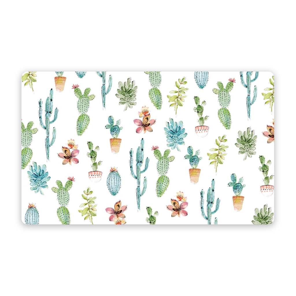 Abode Homewares Cactus Melamine Pet Feeding Placemat - 19" x 11.5" - Green - Set of 2