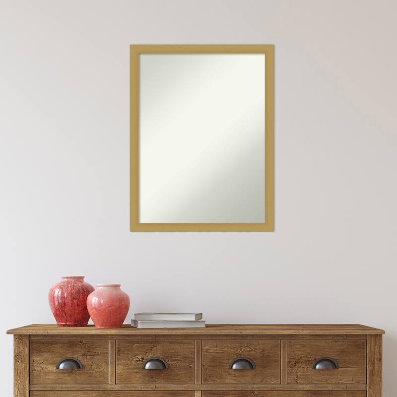 Non-Beveled Bathroom Wall Mirror - Grace Brushed Gold Narrow Frame