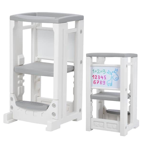 slide 2 of 20, Kids Kitchen Step Stool with Dry Erase Board - 18.5"D x 18.5"W x 34.5"H White