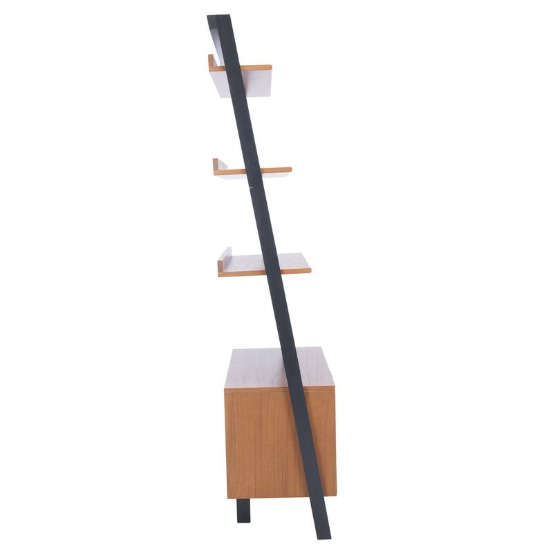 SAFAVIEH Fadime Natural/Charcoal 3-Shelf 1 Door Etagere - 32" W x 15.4" L x 72" H - 32Wx15Dx72H