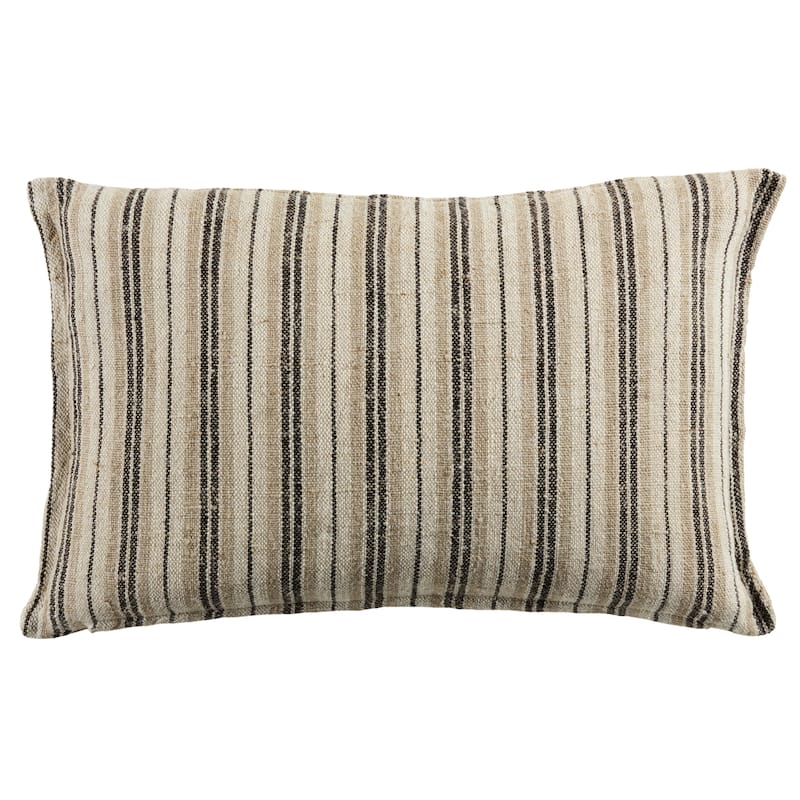 Whitlock Striped Pillow - 13"X21" Cover Only - Dark Brown/Cream