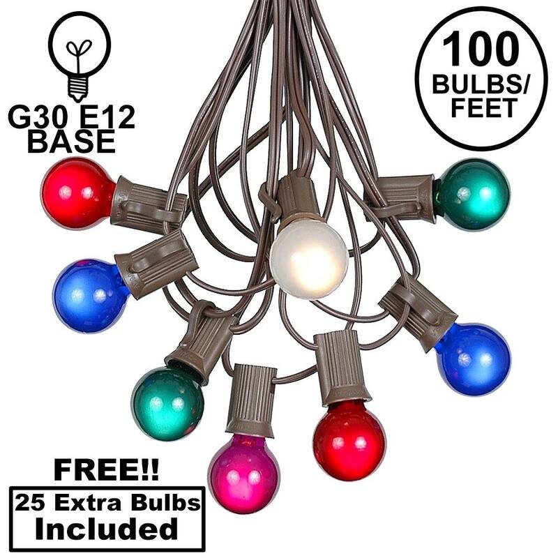 100 Foot G30 Outdoor Globe Patio String Lights - Set of 125 G30 Globe Bulbs - Multi