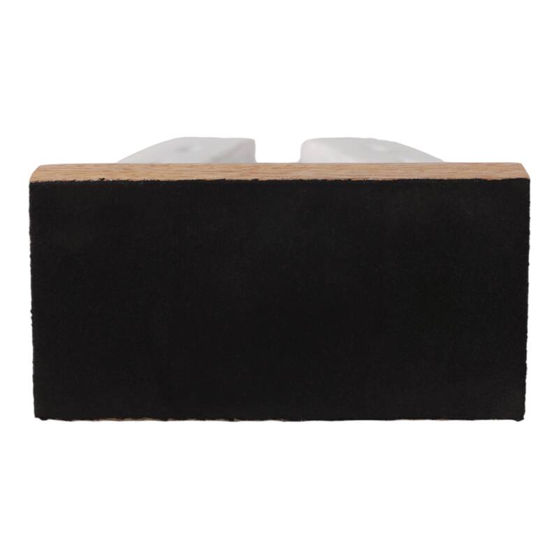 Marble Horseshoe Figurine with Wooden Base - 8", White & Brown - 8.25"