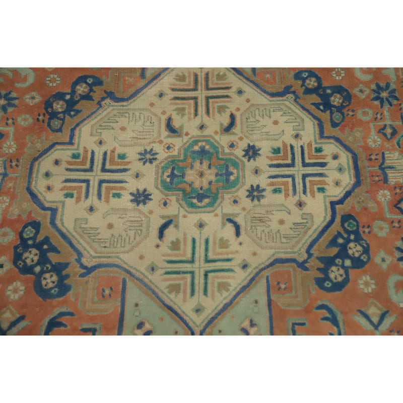 Hand Knotted Oriental 100% Wool Carpet Traditional Medallion Oranges & Rust Tabriz Area Rug - 6' 6'' X 4' 6''