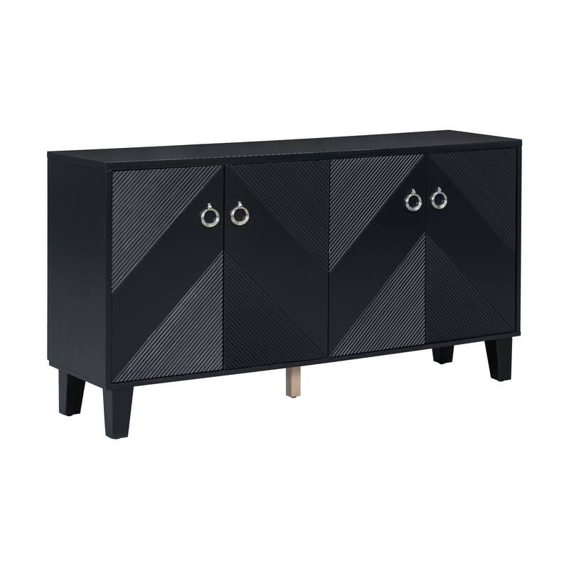 60" Buffet Cabinet Accent Sideboard wiith Adjustable Shelf, Black