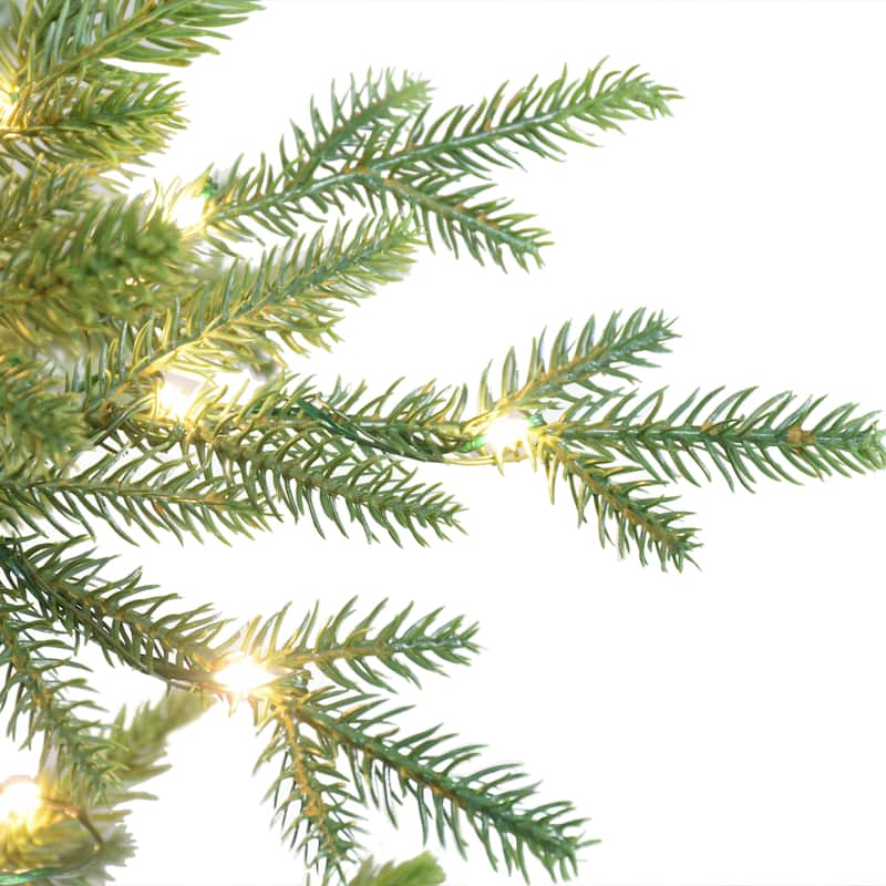 Puleo International 7.5 ft' Pre-Lit Alberta Spruce Artificial Christmas Tree
