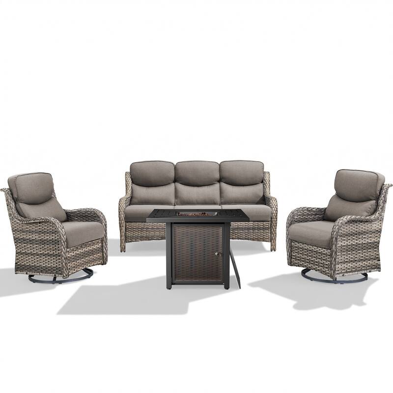 Pocassy 30 In Outdoor Propane Fire Pit Table Patio Sofa Chair Set.