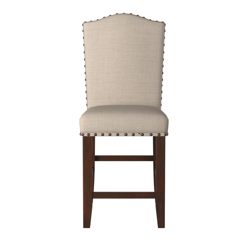 Brown/Cream Fabric Upholstered Wood Frame Dining Chair, Set of 2, Sturdy Dining Chair for Dining Rooms - 21.75