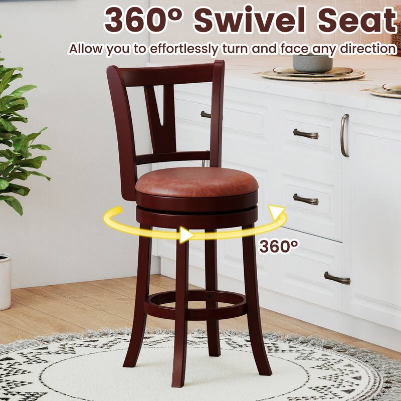 Gymax 26'' Counter Height Swivel Barstools Set of 2 High Backs &