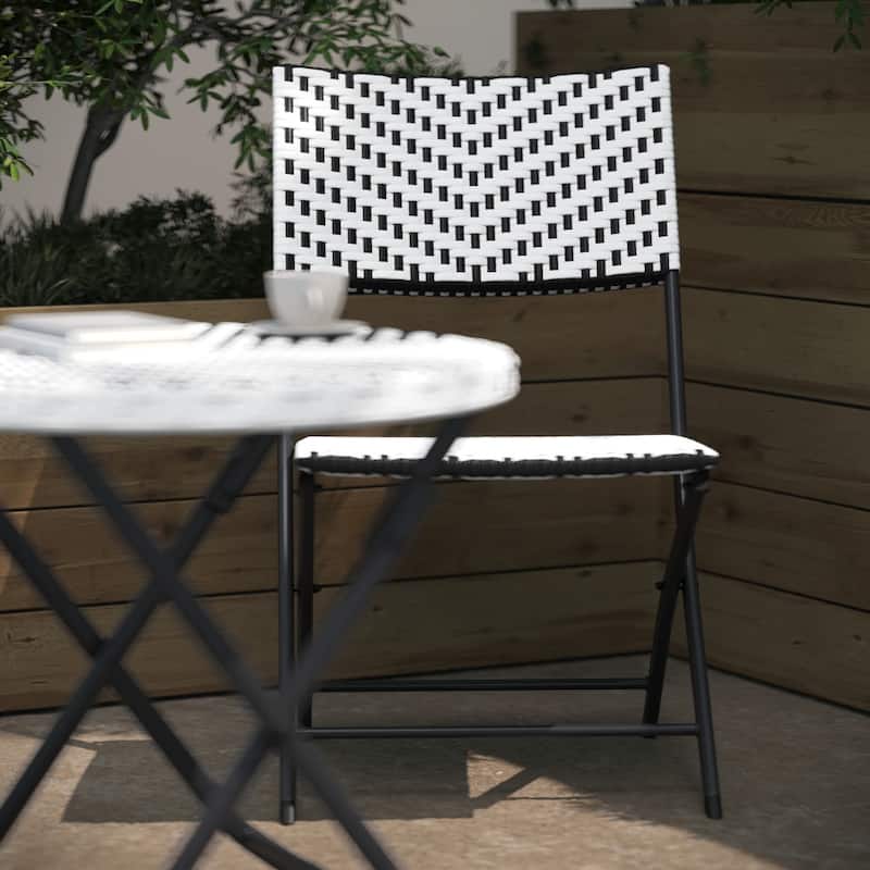 3PC Indoor/Outdoor PE Rattan Folding Bistro Set