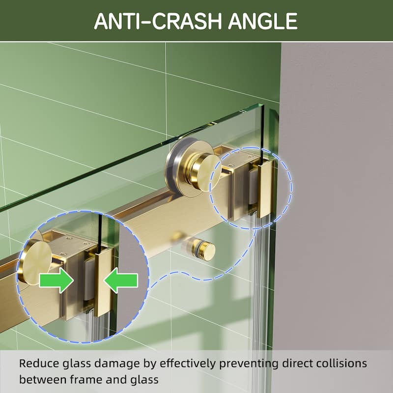 72" x 59" Frameless Double Sliding Shower Door, 8mm Easy-Clean Tempered Glass, 304 Stainless Hardware, Reversible